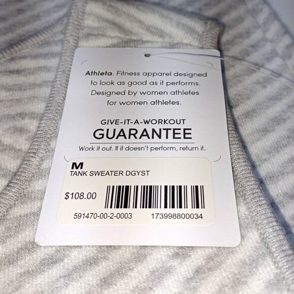 Athleta Chills & Valleys Sweater Tank Dress M NWT Gray White Ribbed Athleisure - Picture 4 of 6